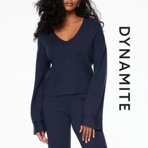 Dynamite Deep Blue V-Neck Sweater Size M